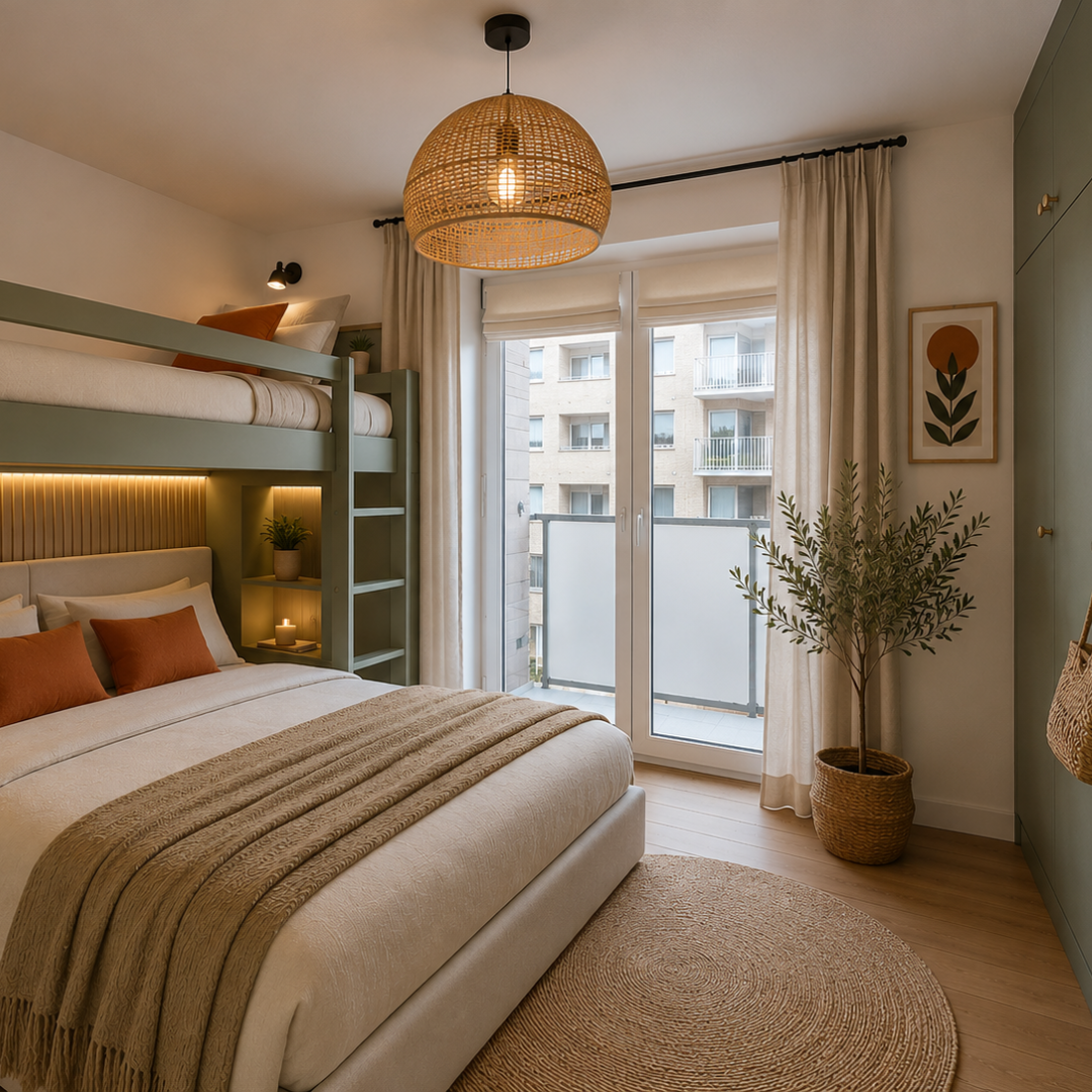 Tweede slaapkamer met stapelbed